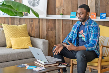 A Veteran using VA Video Connect to talk with his provider