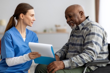 A Veteran receives information from a health care provider.